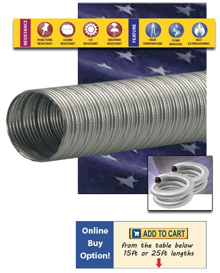 MD3 316Ti Stainless Duct Exhaust Hose