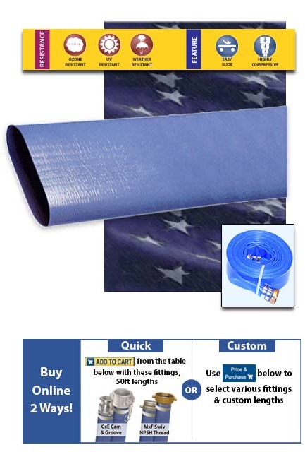 PD1 PVC Layflat Hose Blue Discharge