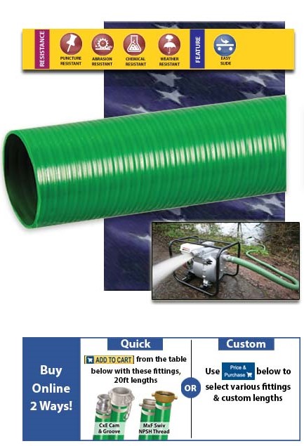 PN1 PVC Suction Hose Green